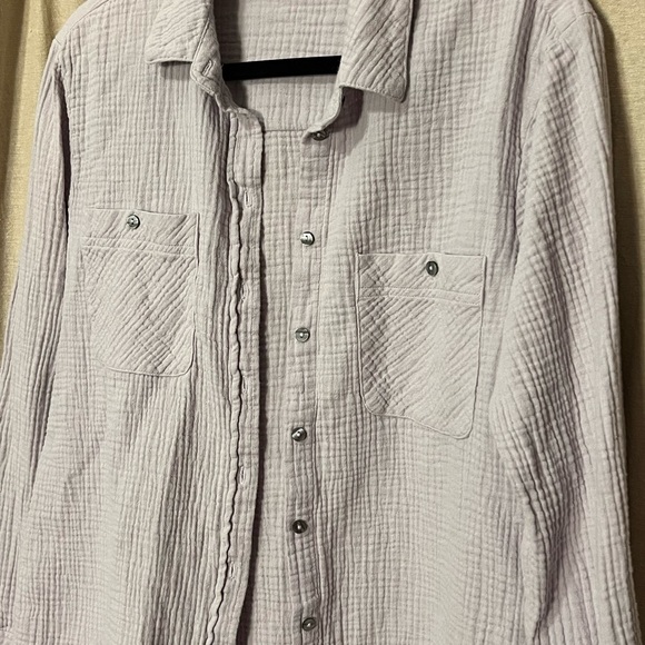 🤍 1. State Lavender Gauze Button Up Long Sleeve Top - Picture 2 of 4